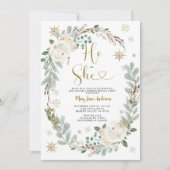 Zilver Witte Gouden Kerst Geslacht Reveal Kaart (Voorkant)