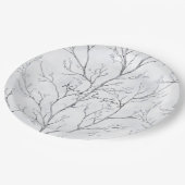 Zilver Witte Kerstmis Winter Bomen Papieren Bordje (Gekanteld)