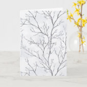 Zilver Witte Kerstmis Winterbomen Kaart (Gele Bloem)