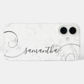 Zilver Witte Marmeren Kringeltekenstijl Case-Mate iPhone Case (Achterkant (horizontaal))