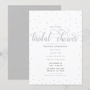 Zilver & Witte Moderne Minimale Script Bruiloft Kaart