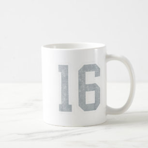 Zilver Witte Nummer 16 Jersey Speler Uniform #16  Koffiemok