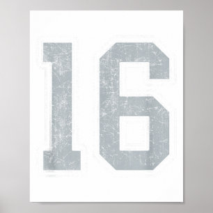 Zilver Witte Nummer 16 Jersey Speler Uniform #16 Poster