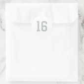 Zilver Witte Nummer 16 Jersey Speler Uniform #16 Ronde Sticker (Tas)