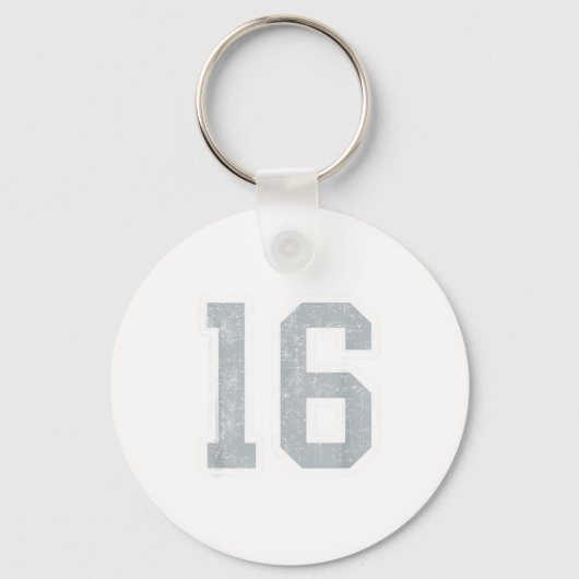 Zilver Witte Nummer 16 Jersey Speler Uniform #16 Sleutelhanger (Voorkant)