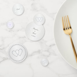 Zilver & Witte Persoonlijke Bruiloft Tafelconfetti Confetti