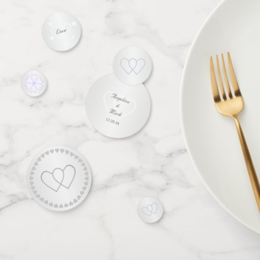 Zilver & Witte Persoonlijke Bruiloft Tafelconfetti Confetti (Groep)