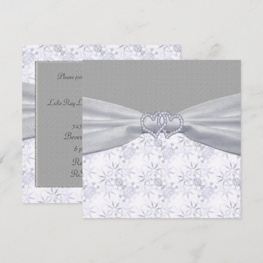 Zilver, witte sterren en sneeuwvlokken kaart (Voorkant / Achterkant)
