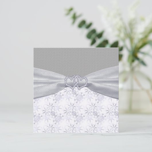 Zilver, witte sterren en sneeuwvlokken kaart (Staand voorkant)