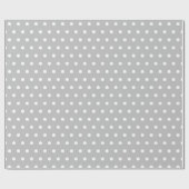 Zilver | Witte Stippen Cadeaupapier (Vlak)