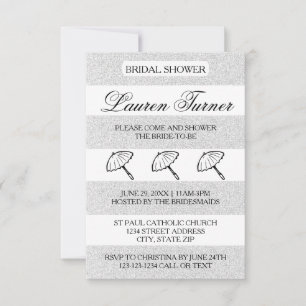 Zilver&Witte Strepen -3x5 Bruiloftsuitnodiging Kaart