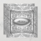 Zilver witte uitnodiging voor alle gelegenheden fe (Voorkant / Achterkant)