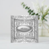 Zilver witte uitnodiging voor alle gelegenheden fe (Staand voorkant)