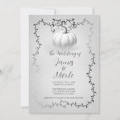 Zilver & Witte Verhaalboek Pompoen Bruiloft Kaart (Voorkant)