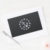 Zilver Yacht Naval Vlag op Charcoal Grille Rechthoekige Sticker (Envelop)