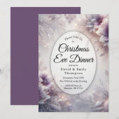 Zilver Zachte Amethyst Winter Kerstavond Diner Kaart (Voorkant / Achterkant)