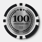 Zilver Zakelijk 100-jarig Jubileum Poker Chips (Voorkant)