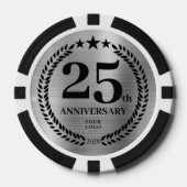 Zilver Zakelijk 25-jarig Jubileum Poker Chips (Voorkant)