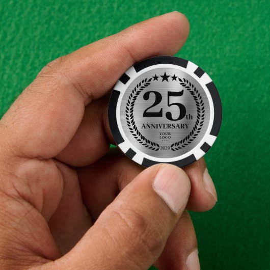 Zilver Zakelijk 25-jarig Jubileum Poker Chips (Hand)