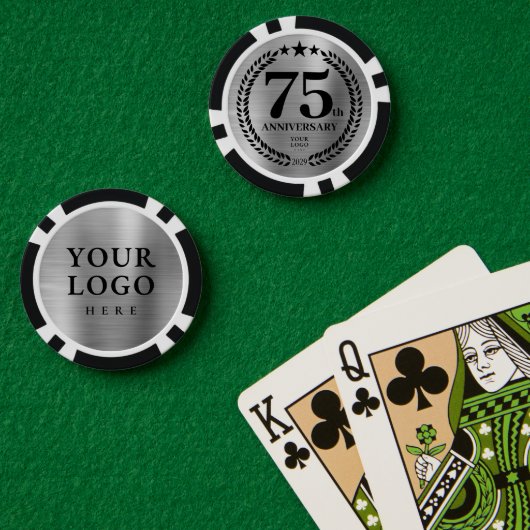 Zilver Zakelijk 75-jarig Jubileum Poker Chips (Pokertafel (Dubbel))