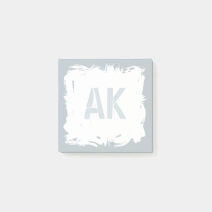 Zilver Zand Grijs Borstel Strokes Cool Monogram Post-it® Notes