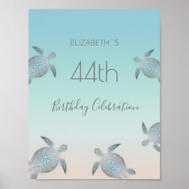 Zilver Zee Turtles Birthday Party Poster