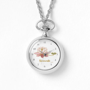 *~* Zilver Zen Roze Namaste Roze Bloem Spiritueel Horloge