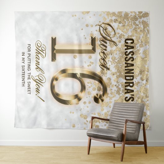 Zilver Zestien Gouden Nep Folie Glitterend Tapijt Wandkleed (In Situ (horizontaal))