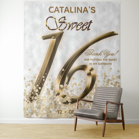 Zilver Zestien Gouden Nep Folie Glitters Wandkleed (In situ)