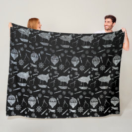 Zilver Zink Steampunk Luchtschip Thema Fleece Deken