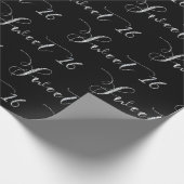 Zilver Zoet 16 Zestien ELKE KLEUR Verjaardagsfeest Cadeaupapier (Hoek)