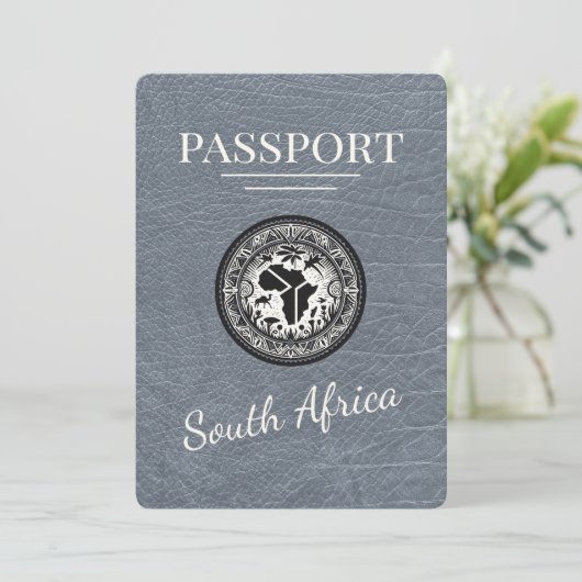Zilver Zuid-Afrika paspoort Save The Date (Staand voorkant)