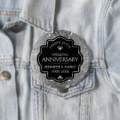 Zilver & Zwart 25ste bruiloft Jubileum Ronde Button 4,0 Cm (In situ)