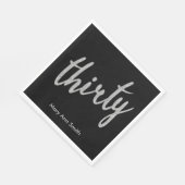 Zilver Zwart 30 Verjaardagsfeest Glitter "Dertig" Servet (Hoek)