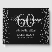 Zilver Zwart 60e Diamanten Jubileum Glitter  Gastenboek (Voorkant)