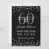 Zilver Zwart 60e Verjaardag Save the Date Confetti Kaart (Voorkant)