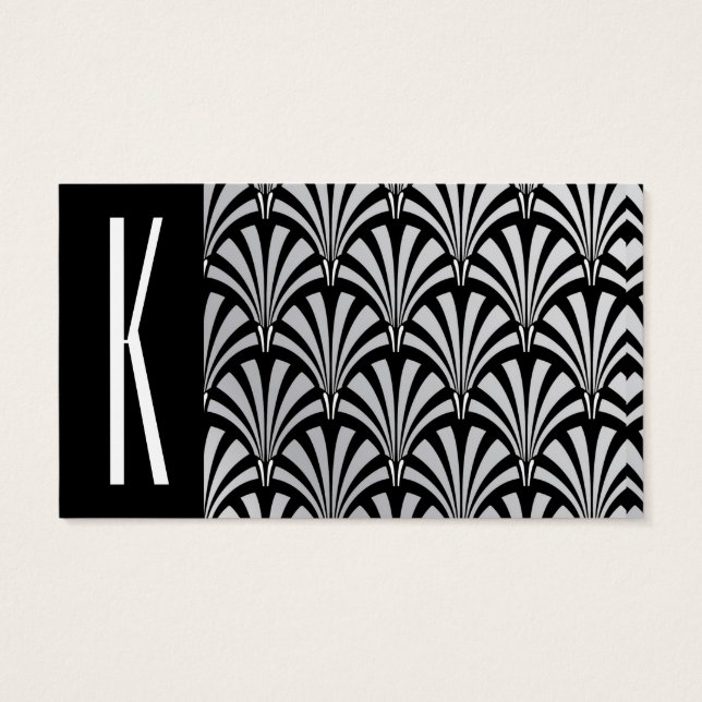 Zilver & Zwart Art Deco Visitekaartjes (Achterkant)