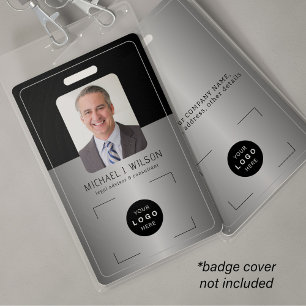 Zilver zwart bedrijfslogo personeels-ID Badge