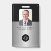 Zilver zwart bedrijfslogo personeels-ID Badge (Voorzijde)
