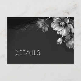 Zilver Zwart Bloemendetails Informatiekaartje