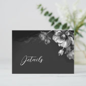 Zilver Zwart Bloemendetails Informatiekaartje (Staand voorkant)