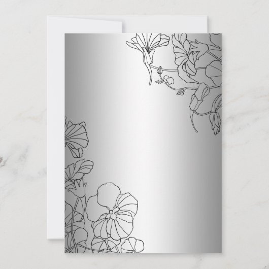 Zilver Zwart Bloemmotief 20ste Verjaardag Kaart (Achterkant)