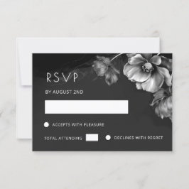 Zilver Zwart Bloemmotief RSVP Kaartje