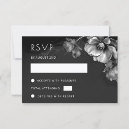 Zilver Zwart Bloemmotief RSVP Kaartje