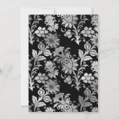 Zilver Zwart  Bloempatroon Trouwen Kaart (Achterkant)