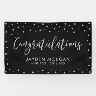 Zilver & Zwart Congratulatie Feest Event Spandoek