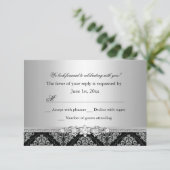Zilver & Zwart Damask RSVP (Staand voorkant)