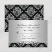 Zilver & Zwart Damask RSVP (Voorkant / Achterkant)