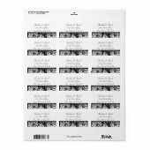 Zilver zwart damast patroon etiket (Full Sheet)