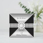 Zilver Zwart Diamant Sofisticated Verjaardagsfeest Kaart (Staand voorkant)